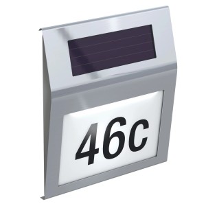 Basi Solar Hausnummer SHN 200 aus Edelstahl mit LED und Zahlen/Buchstaben Set
