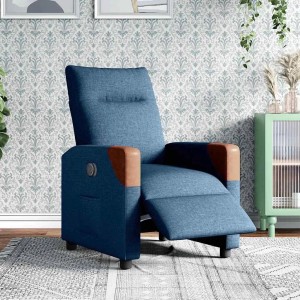 vidaXL Relaxsessel Elektrisch Blau Stoff 3323996