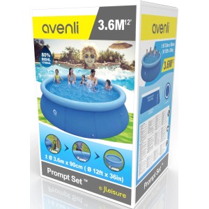 Verpackung Avenli Prompt Set Aufstellpool, Ø360x90cm, blau. Rundes Becken für Familienspaß im Sommer.