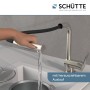 Schütte Niederdruck Spültischarmatur London mit herausziehbarem Auslauf in Edelstahl Optik.