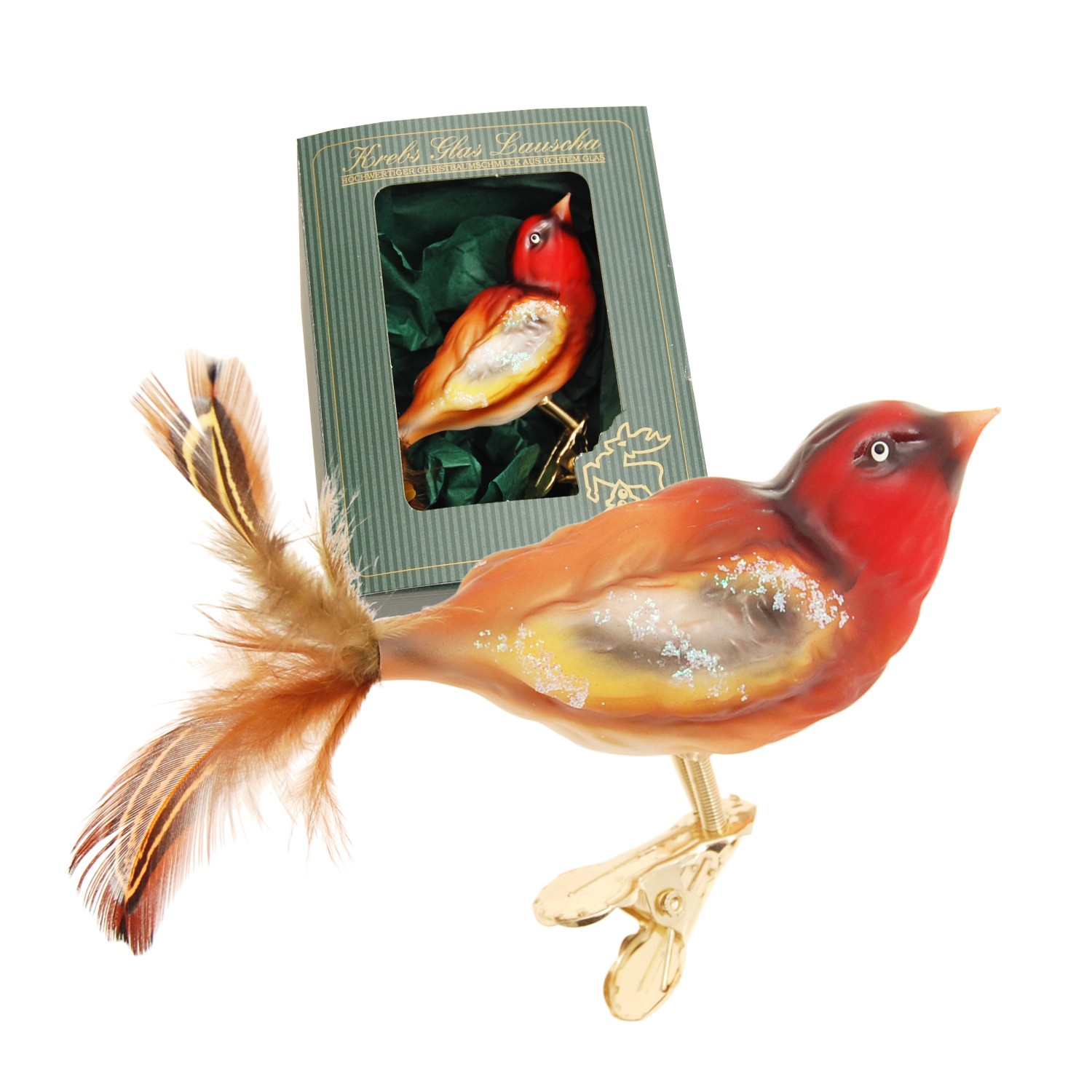 Krebs Glas Lauscha Weihnachtsornament Stieglitz 1-tlg. 5cm