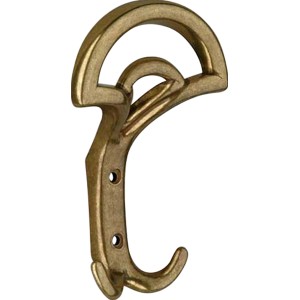 Wandhaken 1237 in Altmessing brüniert, Metallhaken für die Wandmontage.