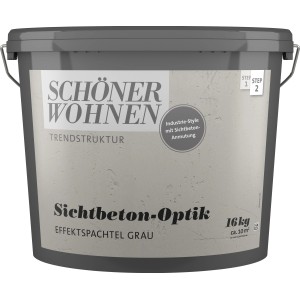 Eimer Schöner Wohnen Trendstruktur Sichtbeton-Optik Grau, 16 kg Effektfarbe für Innen.