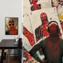 Komar Vlies Fototapete Marvel Deadpool Target Shooting Rot im Raum.