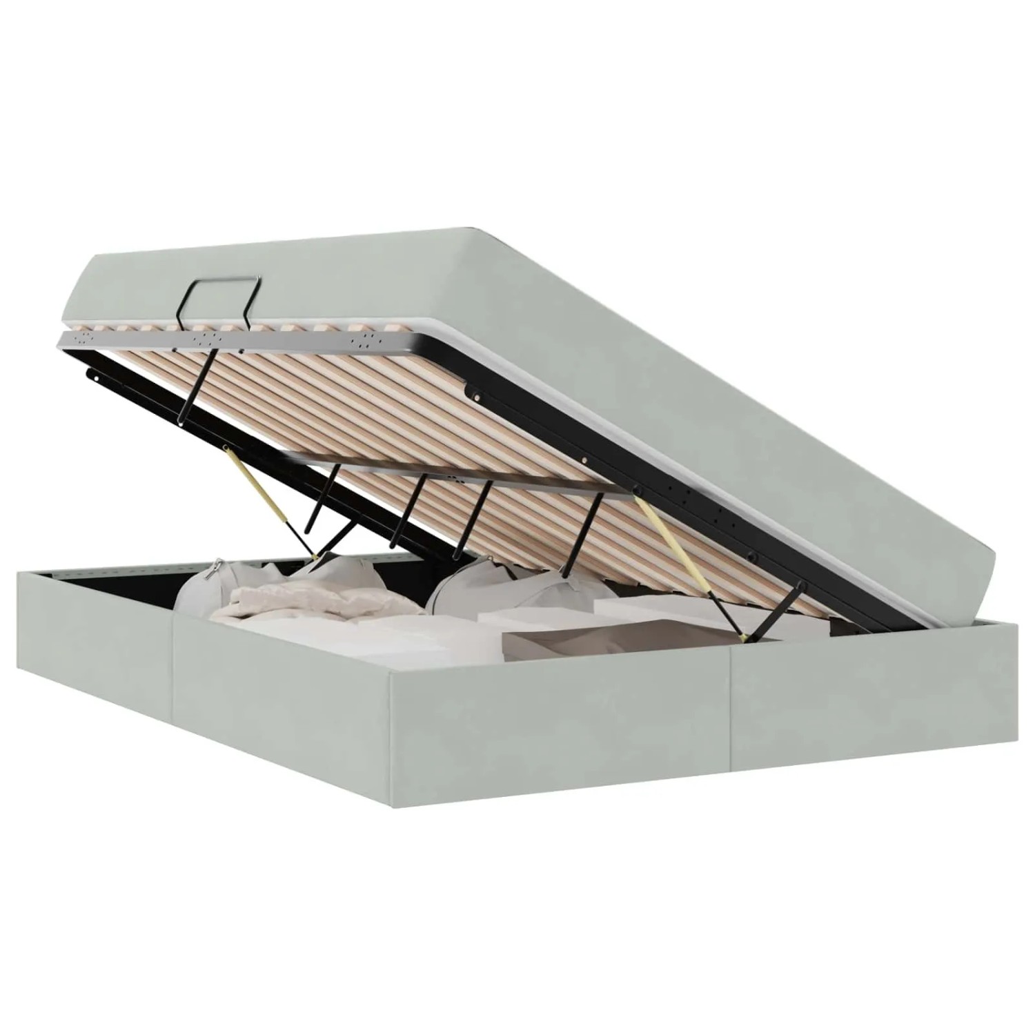 vidaXL Stauraumbett mit Matratze Hellgrau 140 x 190 cm Samt 3399718 günstig online kaufen