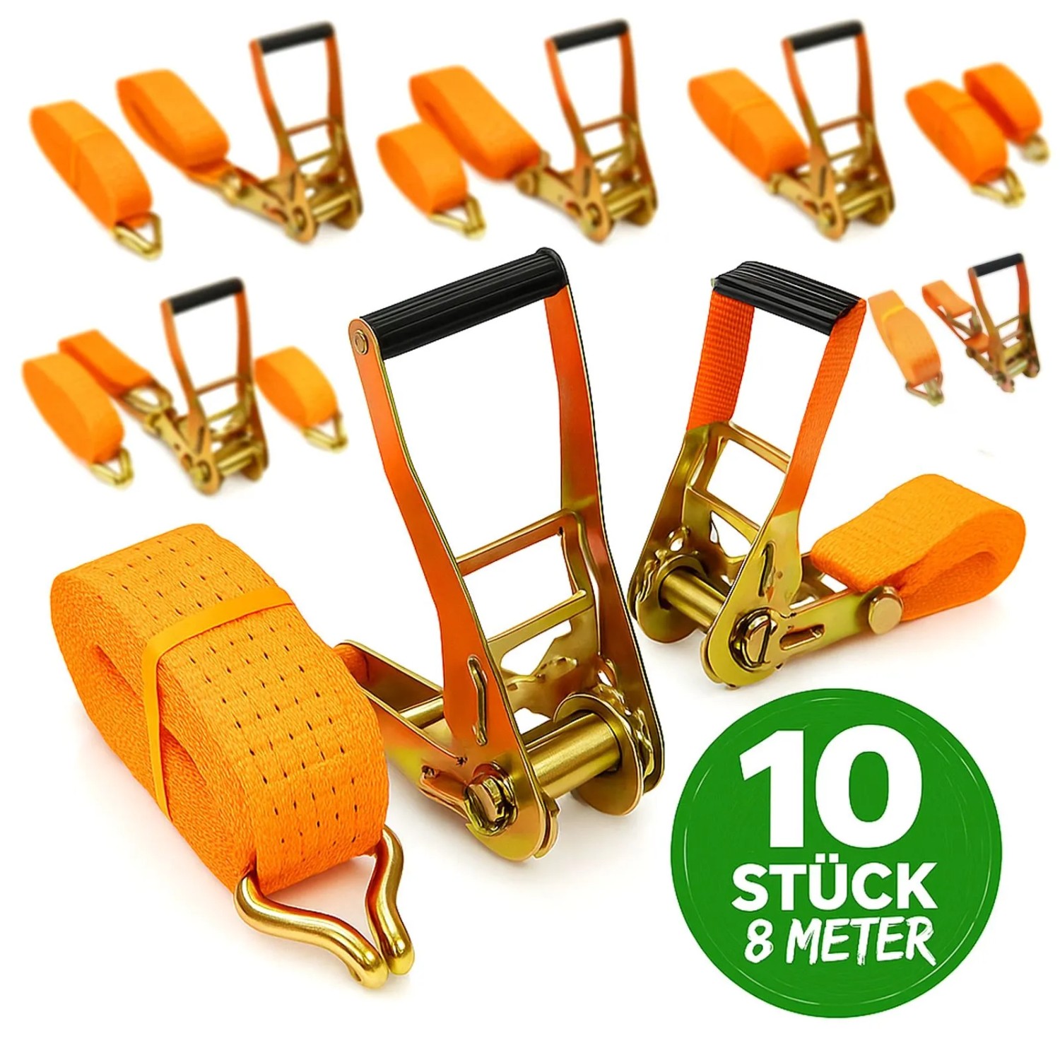 TRUTZHOLM 10x Spanngurte Mit Ratsche 8m 5000kg 5t 2 Teilig TÜV GS Orange