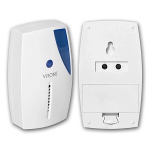 Virone Funk-Durchgangsmelder mit PIR-Sensor, 36 Töne, 90dB, weiß/blau. Kabellose Überwachung für Haus & Geschäft.