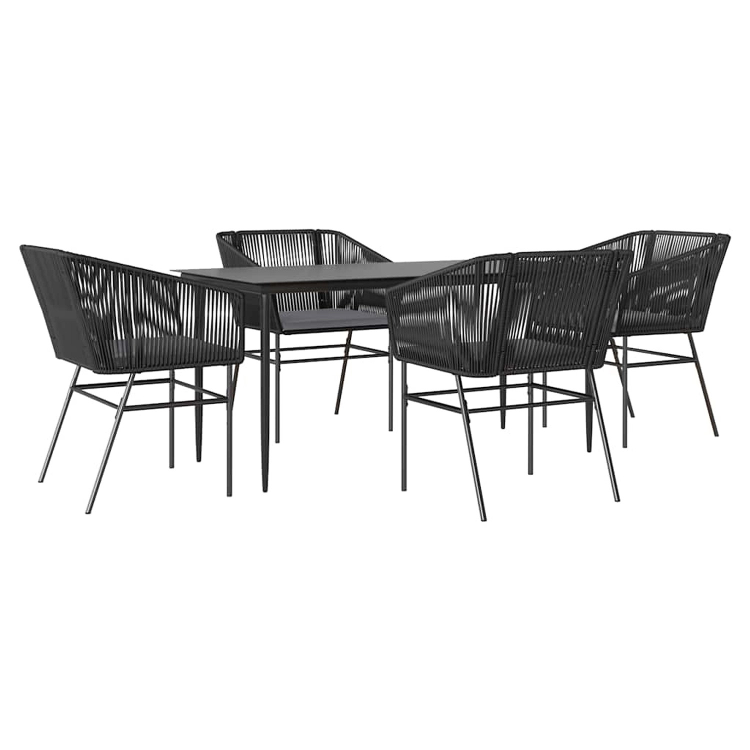 vidaXL 5-Tlg Garten-Essgruppe mit Kissen Schwarz Poly Rattan Glas 3334516 günstig online kaufen