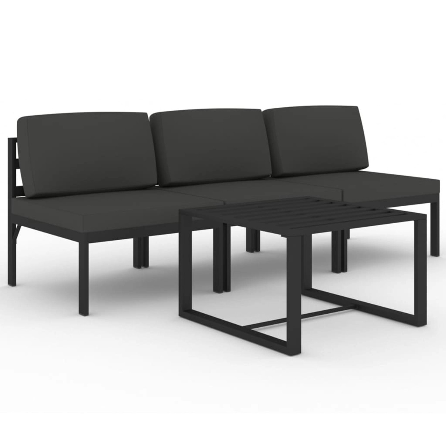 vidaXL 4-Tlg Garten-Lounge-Set mit Kissen Aluminium Anthrazit 3107784