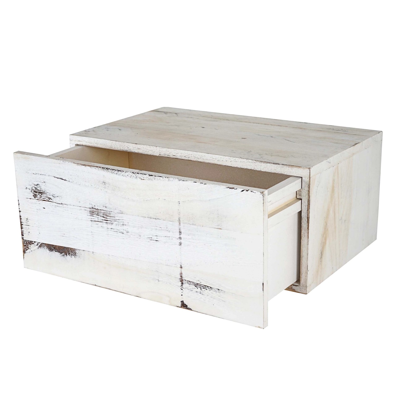 BERLINLODGE Wandregal HxBxT 21x46x30cm Shabby-Look Vintage Weiß Schubladen- günstig online kaufen