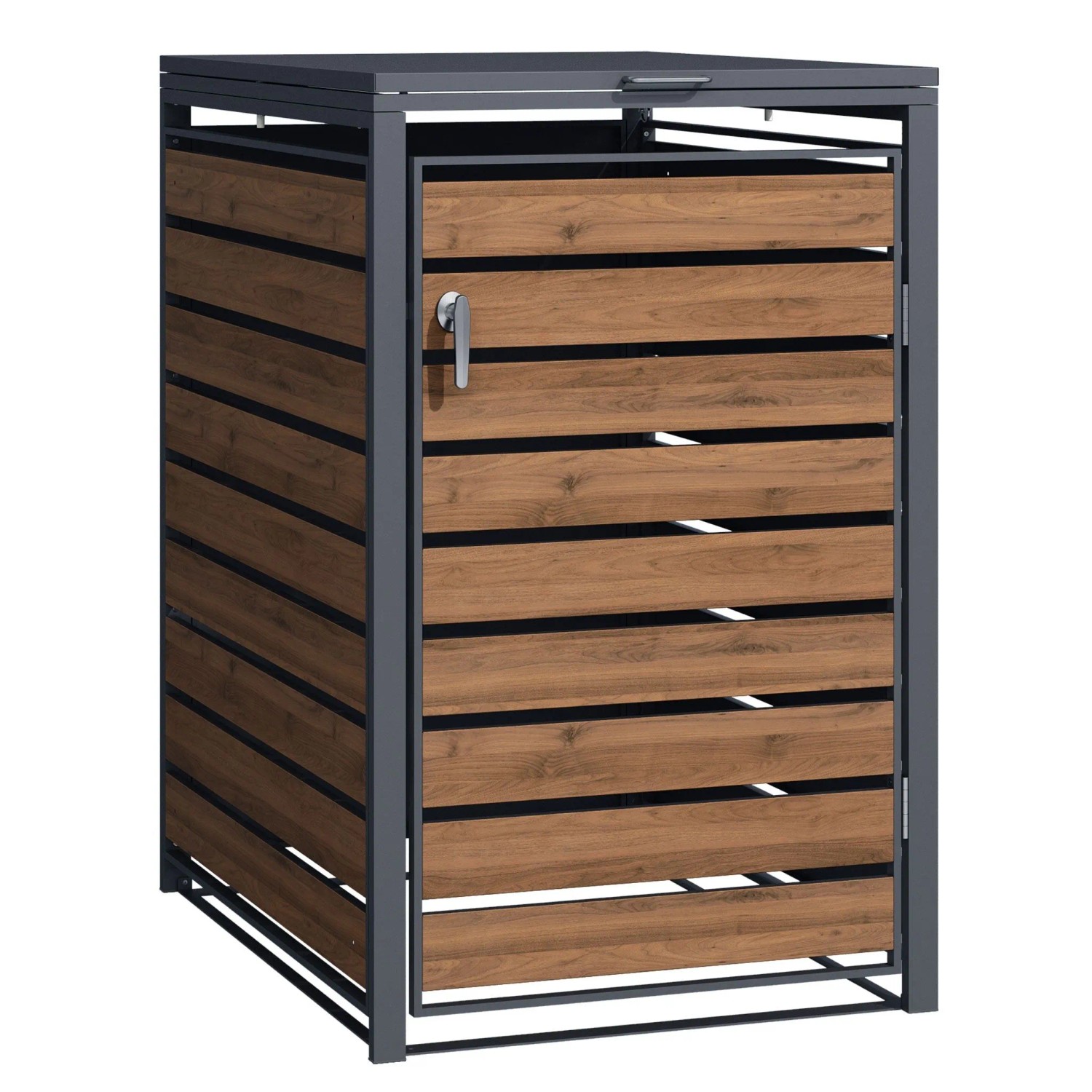 Wiltec Mülltonnenbox Für Eine Tonne Holzoptik Klappdeckel Mülltonnenverkleidung
