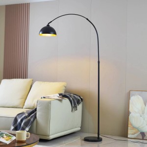 Lindby Stehlampe Bogenleuchte Tonka 10030606 Modern in Schwarz aus Metall 1-flammig E27 Wohnzimmerleuchte