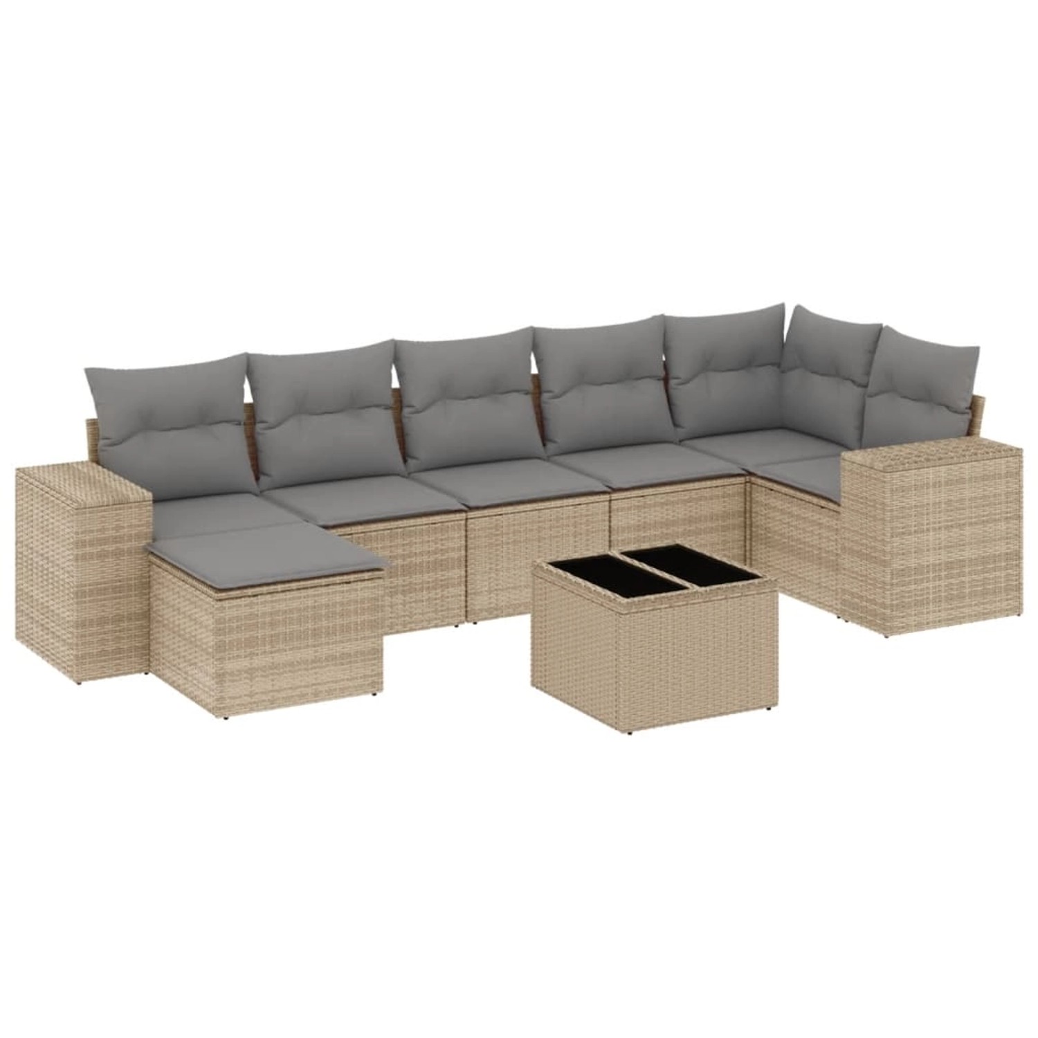 vidaXL 8-Tlg Garten-Sofagarnitur mit Kissen Beige Poly Rattan 3255226 günstig online kaufen