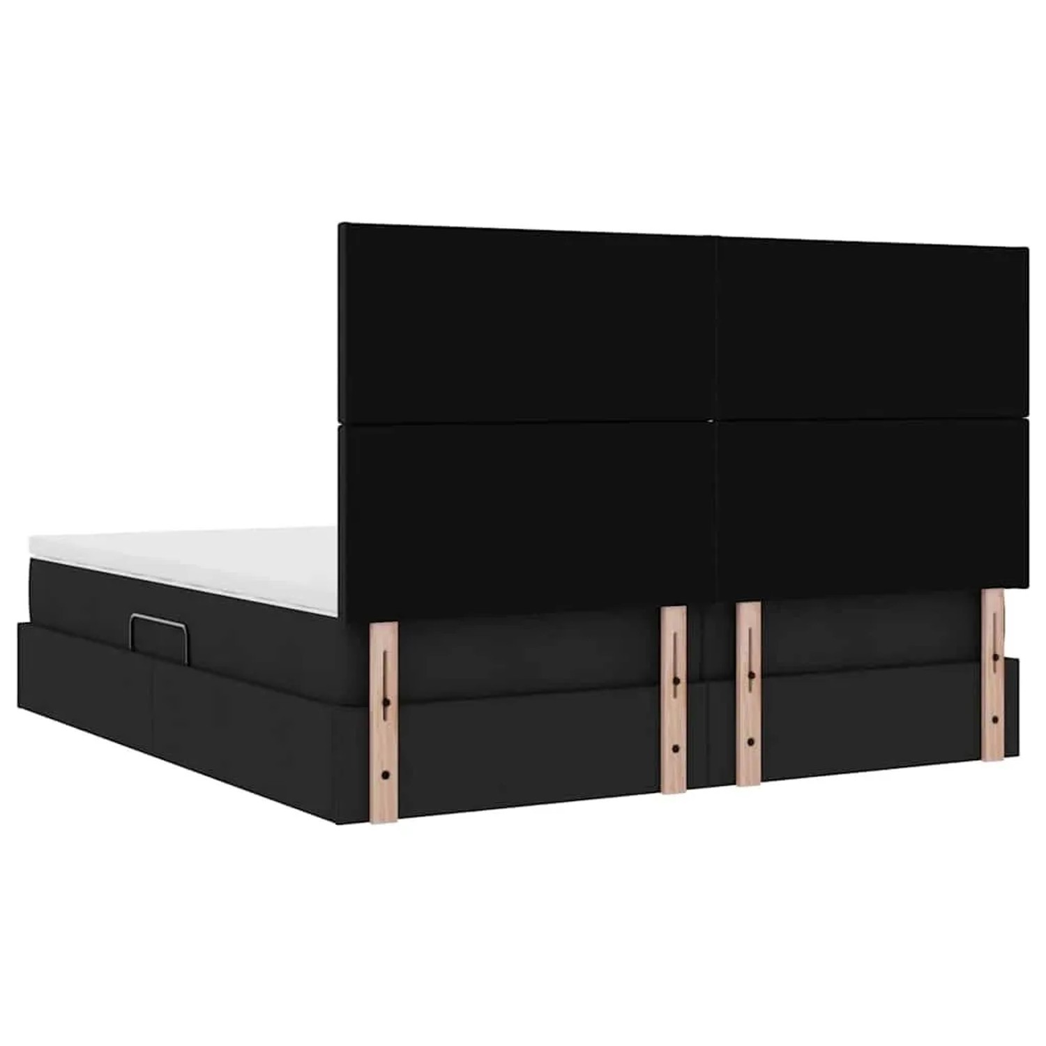 Schwarzes vidaXL Bett (200x200 cm) mit LED-Leisten und Stoffbezug.