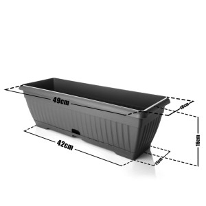 BigDean Blumenkasten Mit Abnehmbarem Untersetzer Anthrazit 50 Cm Lang Aus Bruchsicherem Kunststoff Balkonkasten Pflanzkasten Mit Wasserspeicher