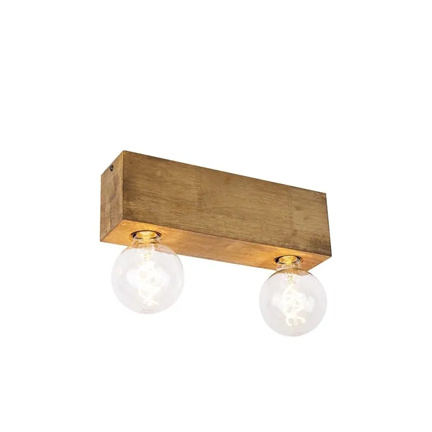 QAZQA Landdeckenstrahler Holz 2-Licht Block