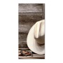 Banjado Magnettafel mit Linedance Motiv: Cowboyhut, Hufeisen und Seil vor Holzwand.