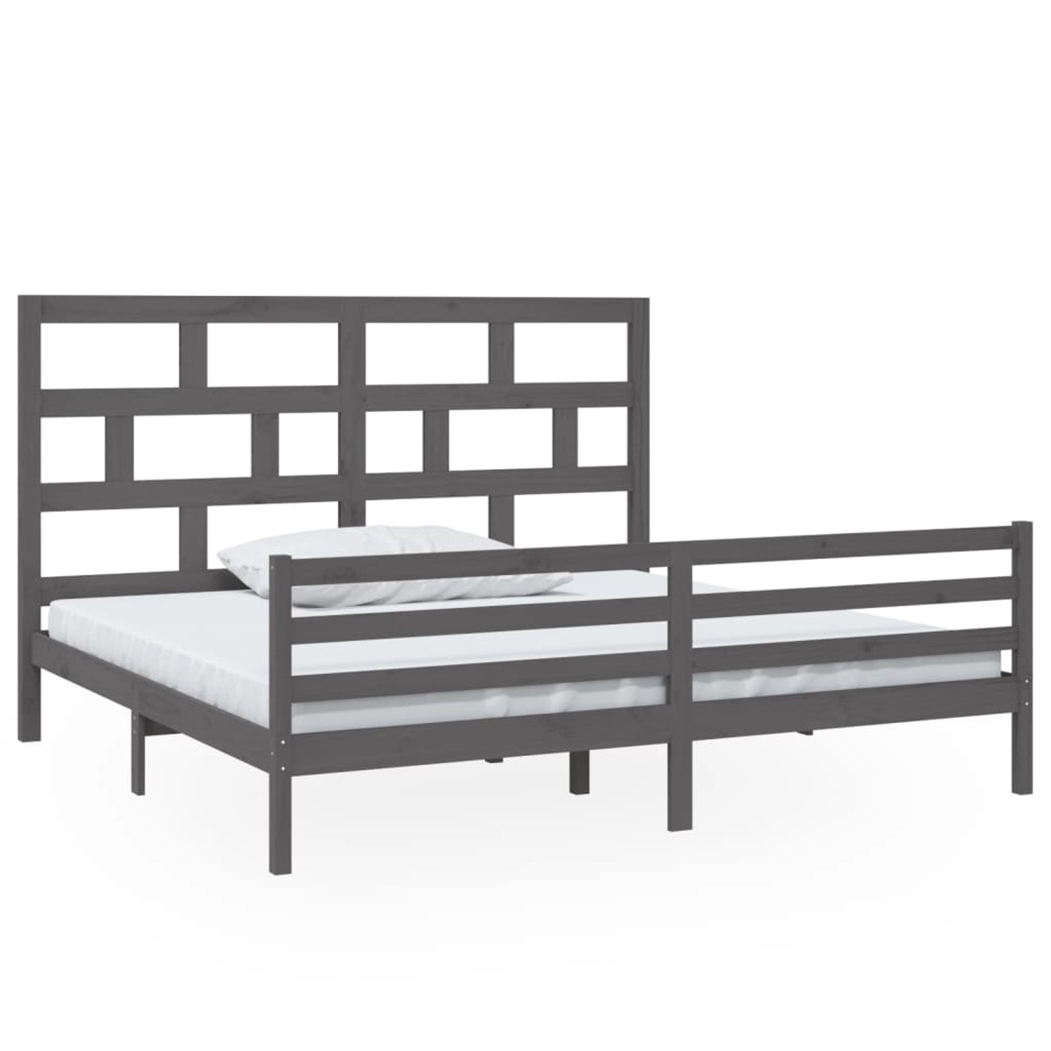 vidaXL Massivholzbett Grau Kiefer 200x200 cm1053914 günstig online kaufen