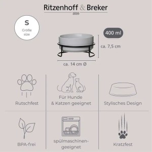 Ritzenhoff & Breker Hundenäpfe Taro, 2er Set mit Halter und Unterlage, 14 cm.