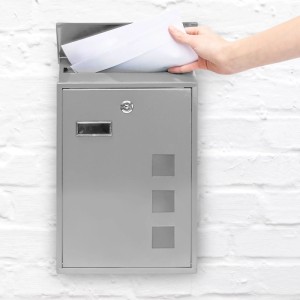 Relaxdays Briefkasten Metall Silber Abschließbar Mit 3 Fenstern 25 cm x 40 cm x 10 cm 2,1 kg