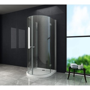 Glasdeals Faltbare U Duschkabine DOBRO 90x90: Rahmenlose Duschkabine mit Eckeinstieg.