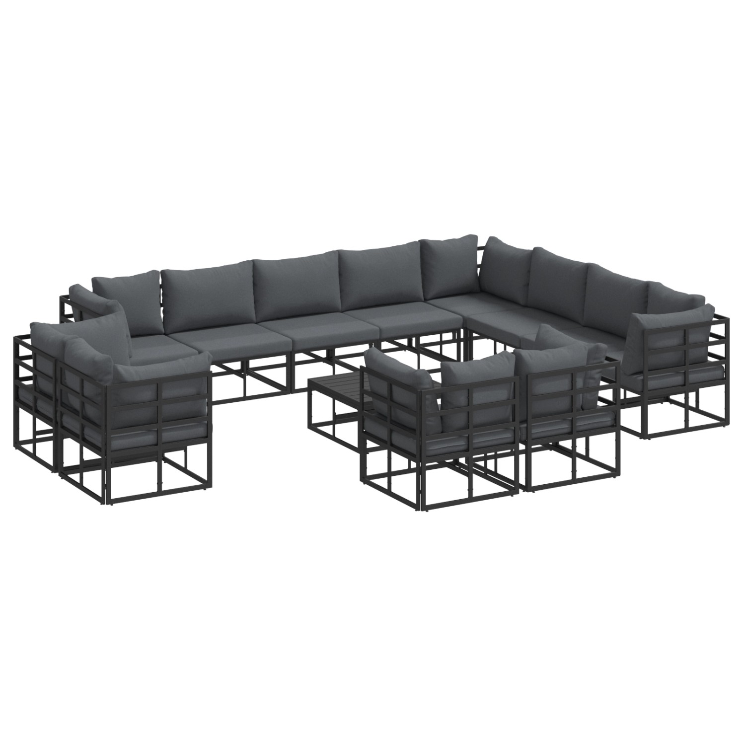 vidaXL Garten-Sofa-Set mit Kissen 13-Tlg Schwarz Aluminium 3378935 günstig online kaufen