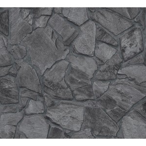 A.S. Création Vliestapete mit detailgetreuer Bruchsteinmauer in Schwarz für rustikale Akzente.