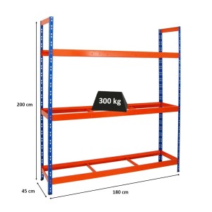 PROREGAL Reifenregal Tiger XL, blau/orange, 3 Ebenen für bis zu 21 Reifen. Ideal zur Reifenlagerung.