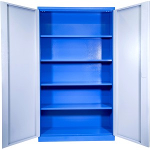 Offener Güde Werkzeugschrank TYP C in Grau-Blau mit 4 Fachböden.