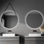 DSK Design LED-Lichtspiegel Silver Barbier, Ø 80 cm, Schwarz Matt, Rund.