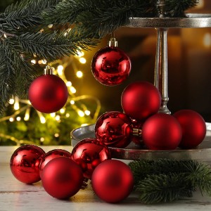 Marelida Weihnachtskugeln Baumschmuck Christbaumkugeln Bruchfest Glänzend Matt Rot 12St