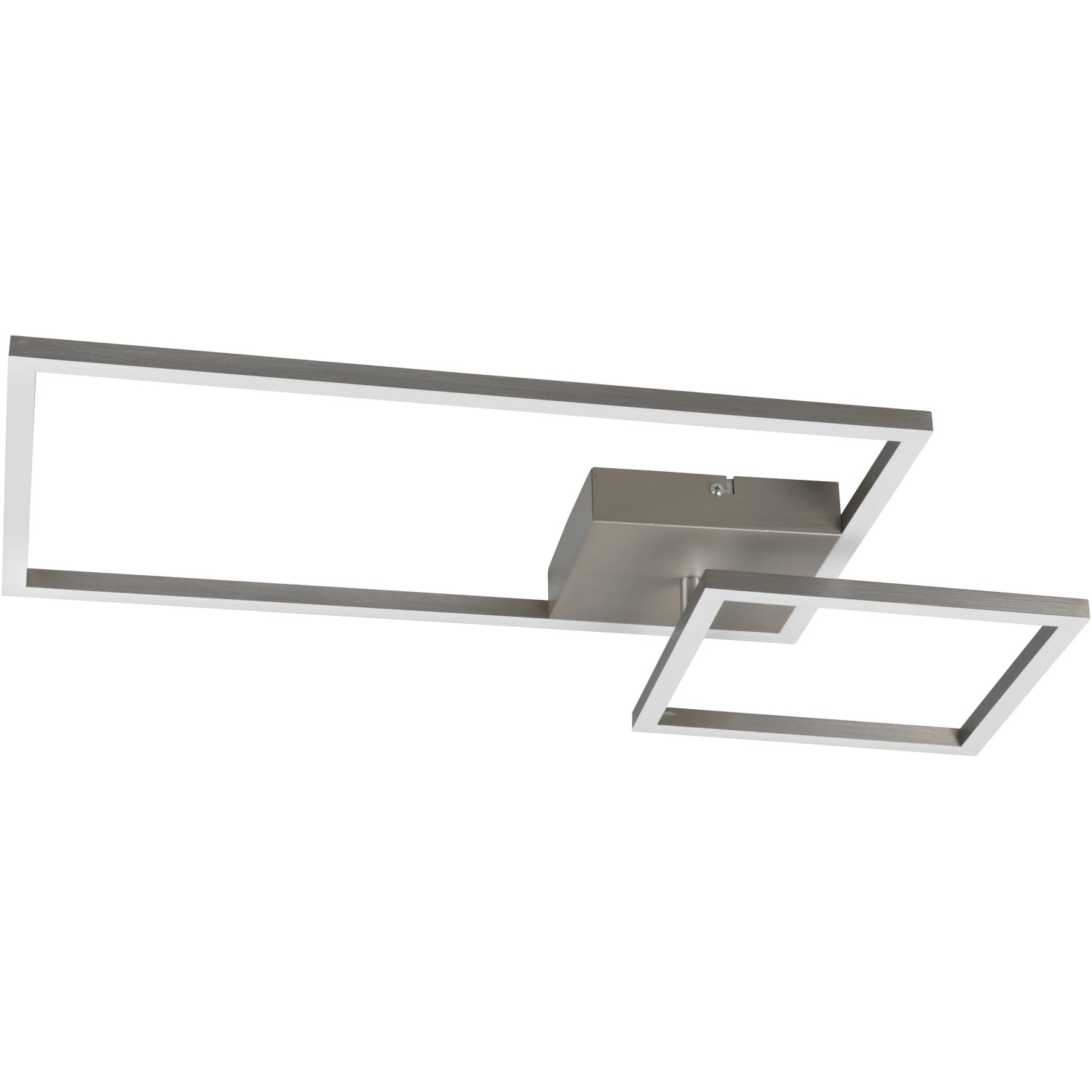 Moderne LED-Deckenleuchte Padella, 25W, Nickel matt, mit rechteckigen Lichtelementen.