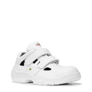 Elten Sicherheitssandale White Easy Low ESD S1 Gr. 42, weißer Arbeitsschuh mit Klettverschluss.
