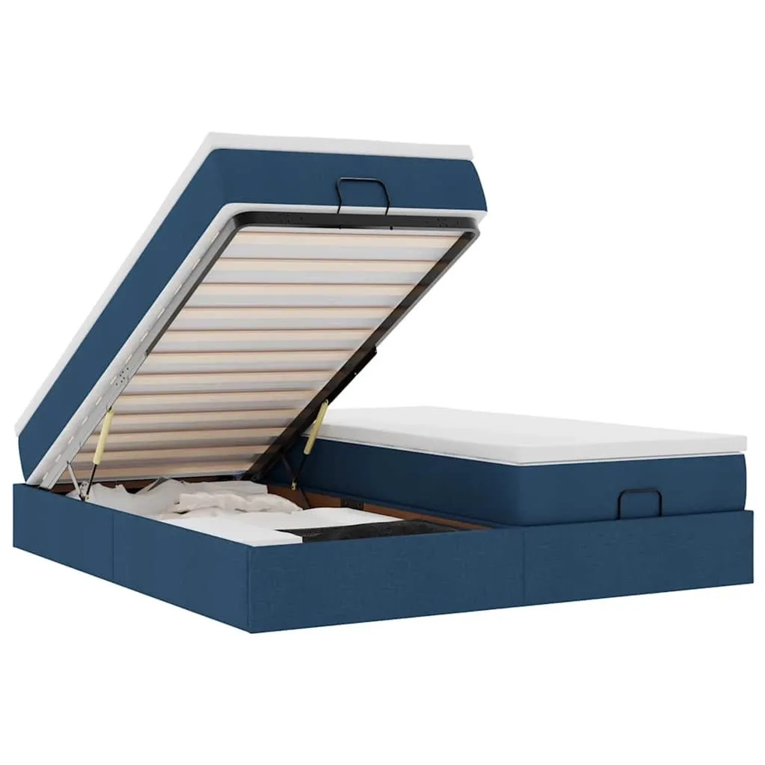 vidaXL Ottoman-Bett mit Matratzen Blau 200x200 cm Stoff 3311254