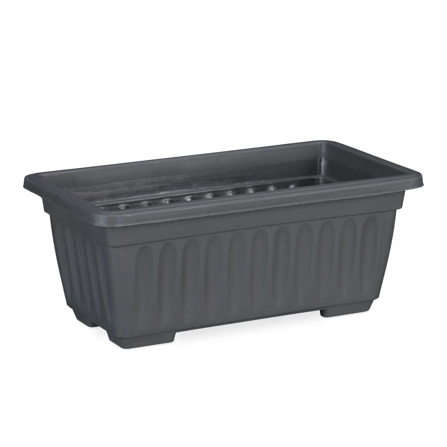 Relaxdays Blumenkasten Set Kunststoff Anthrazit 4 Stück 14 cm x 34 cm x 18,5 cm