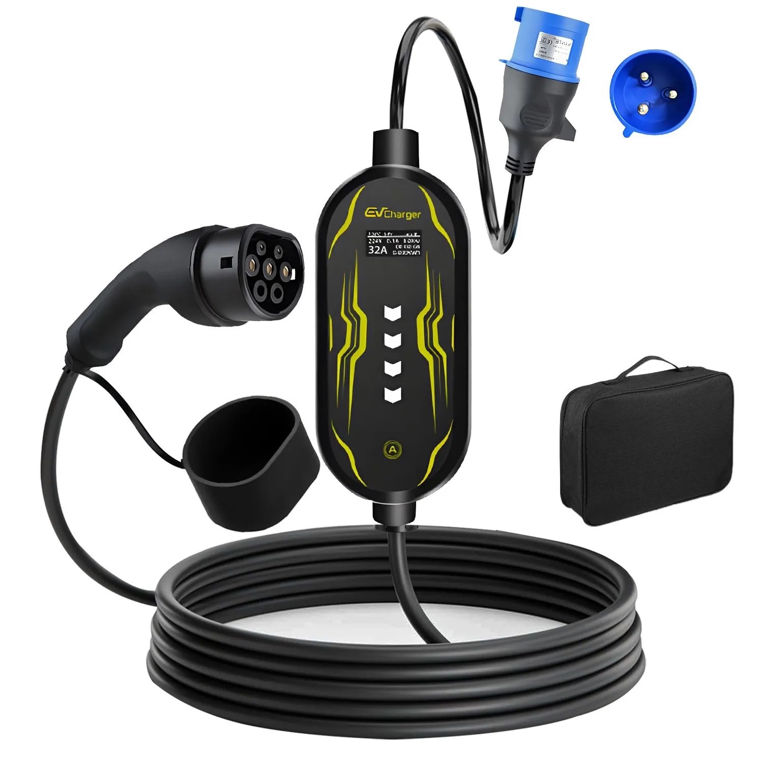 Junsun EV Ladegerät 7kw 5m Cable Smart App Type 2 1-phasig 6-32A Inkl. Tasche