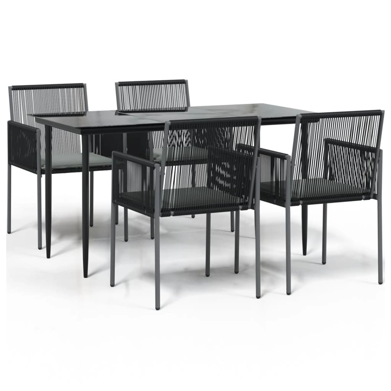 vidaXL 5-Tlg Garten-Essgruppe mit Kissen Schwarz Poly Rattan Stahl 3187067 günstig online kaufen