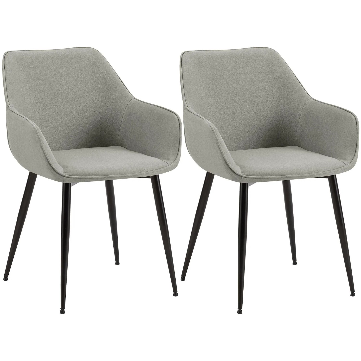 DELUKE 2er Set Esszimmerstuhl HORID Stoff Hellgrau 52x63x82cm Essstühle Esszimmerstühle Küchenstühle Wohnzimmerstühle