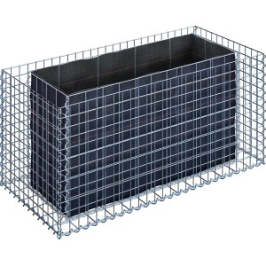 Gabiona Hochbeet, eckig, 60x130x60 cm, Maschenweite 5x5 cm. Drahtkorb für Garten und Terrasse.