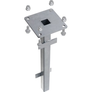 Silberner Pfostenanker (50,6 cm) aus Metall zum Einbetonieren für Zaunbau & Sichtschutz.