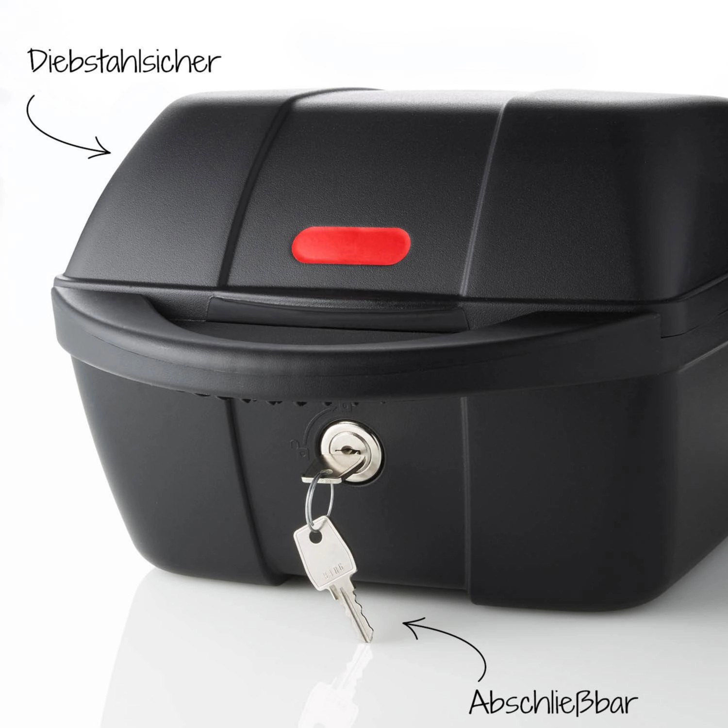 Schwarze Fischer Gepäckträgerbox, 11L, abschließbar mit Schlüssel. Fahrradzubehör.