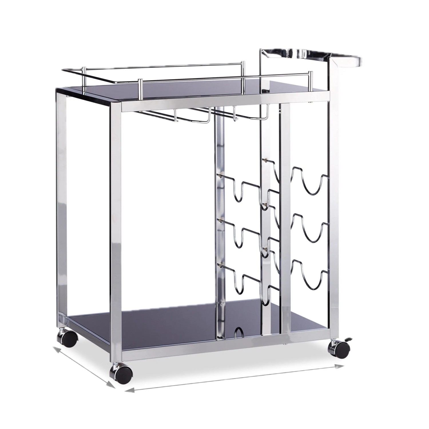 Relaxdays Servierwagen Glas Metall Schwarz Mit Weinregal 75 cm x 40 cm x 70 cm