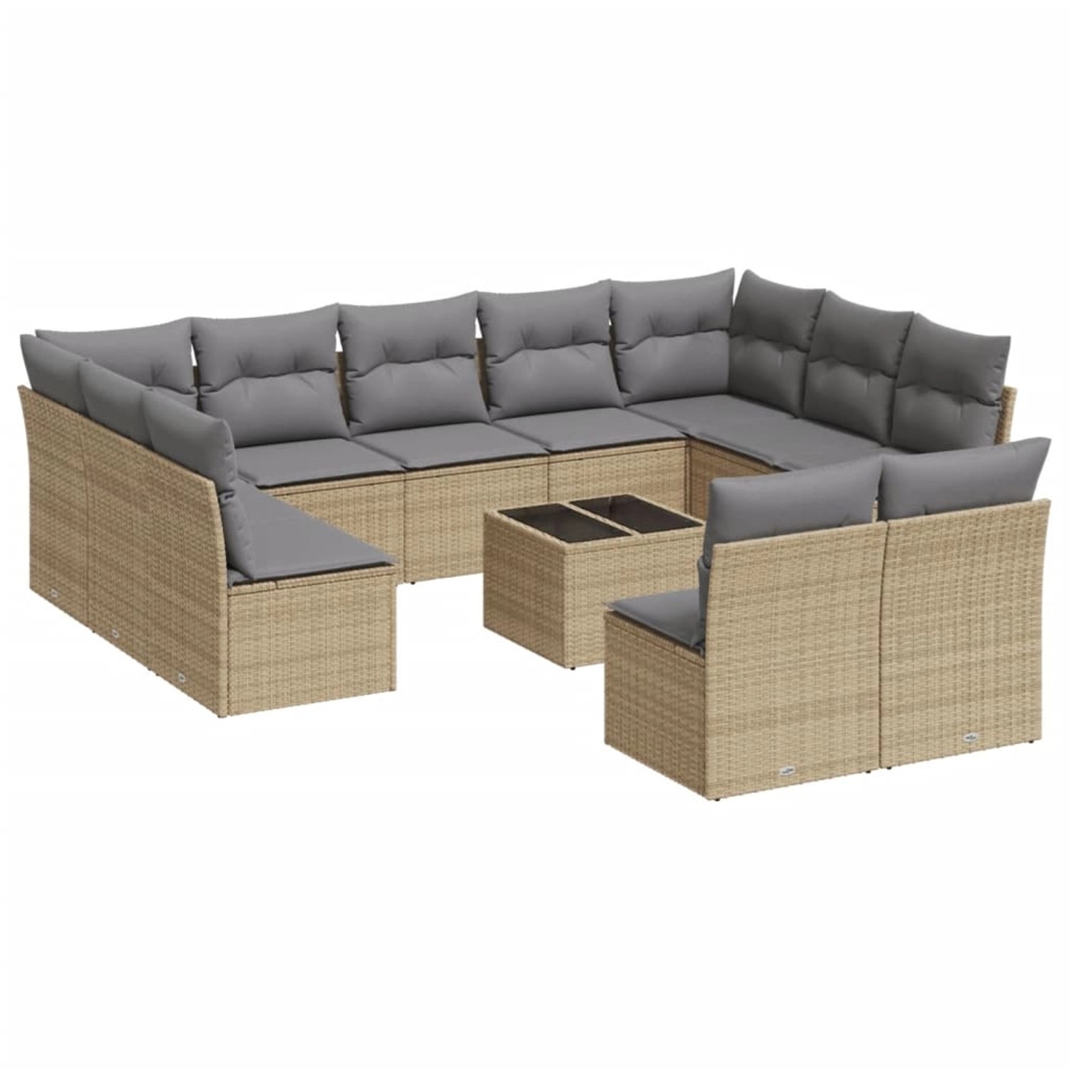 vidaXL 12-Tlg Garten-Sofagarnitur mit Kissen Beige Poly Rattan 3218359 günstig online kaufen