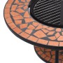 vidaXL Feuertisch, Mosaik-Design in Terracotta, 68 cm Durchmesser, mit Grillrost.