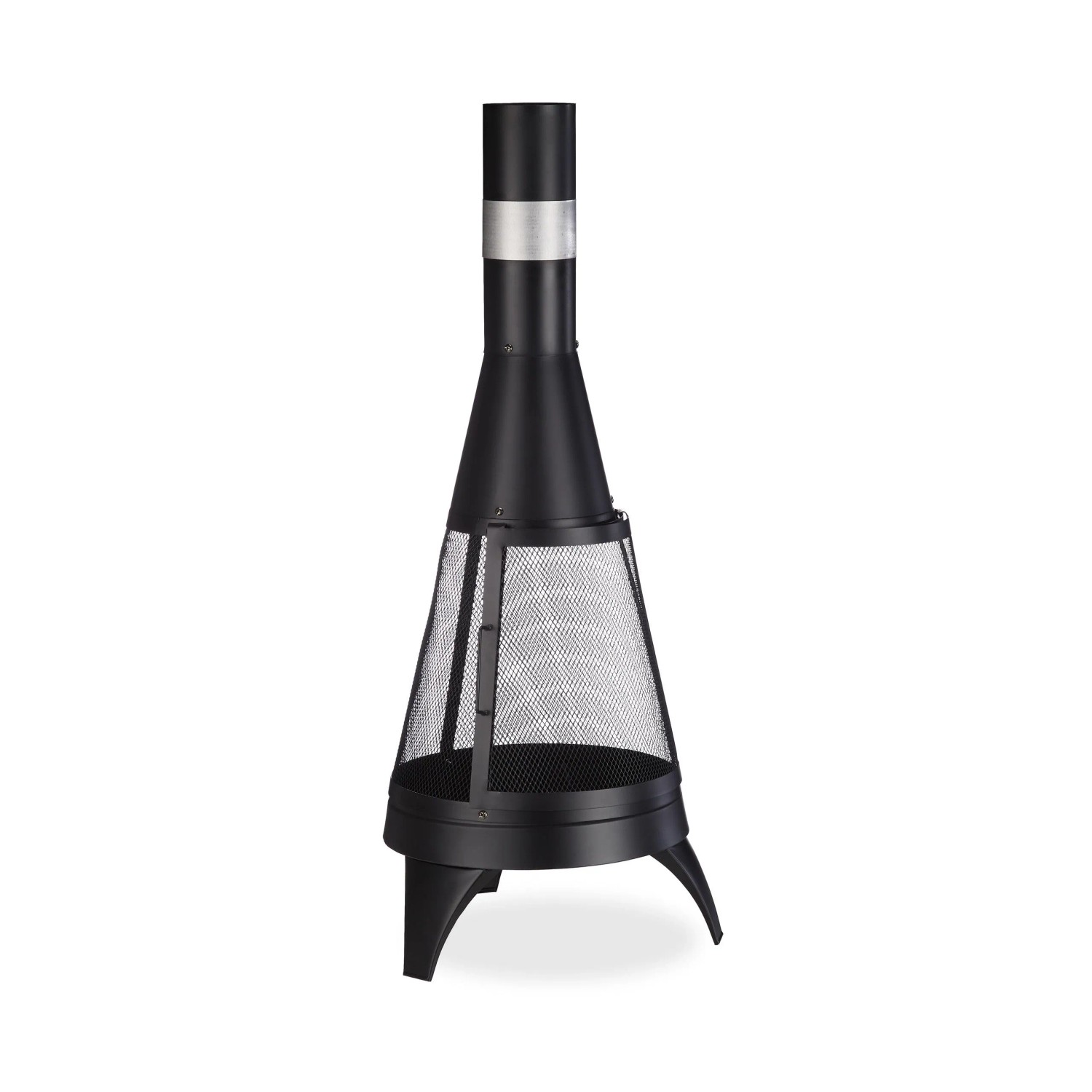 Relaxdays Terrassenofen Stahl Schwarz 120 cm x 47 cm mit Funkenschutz