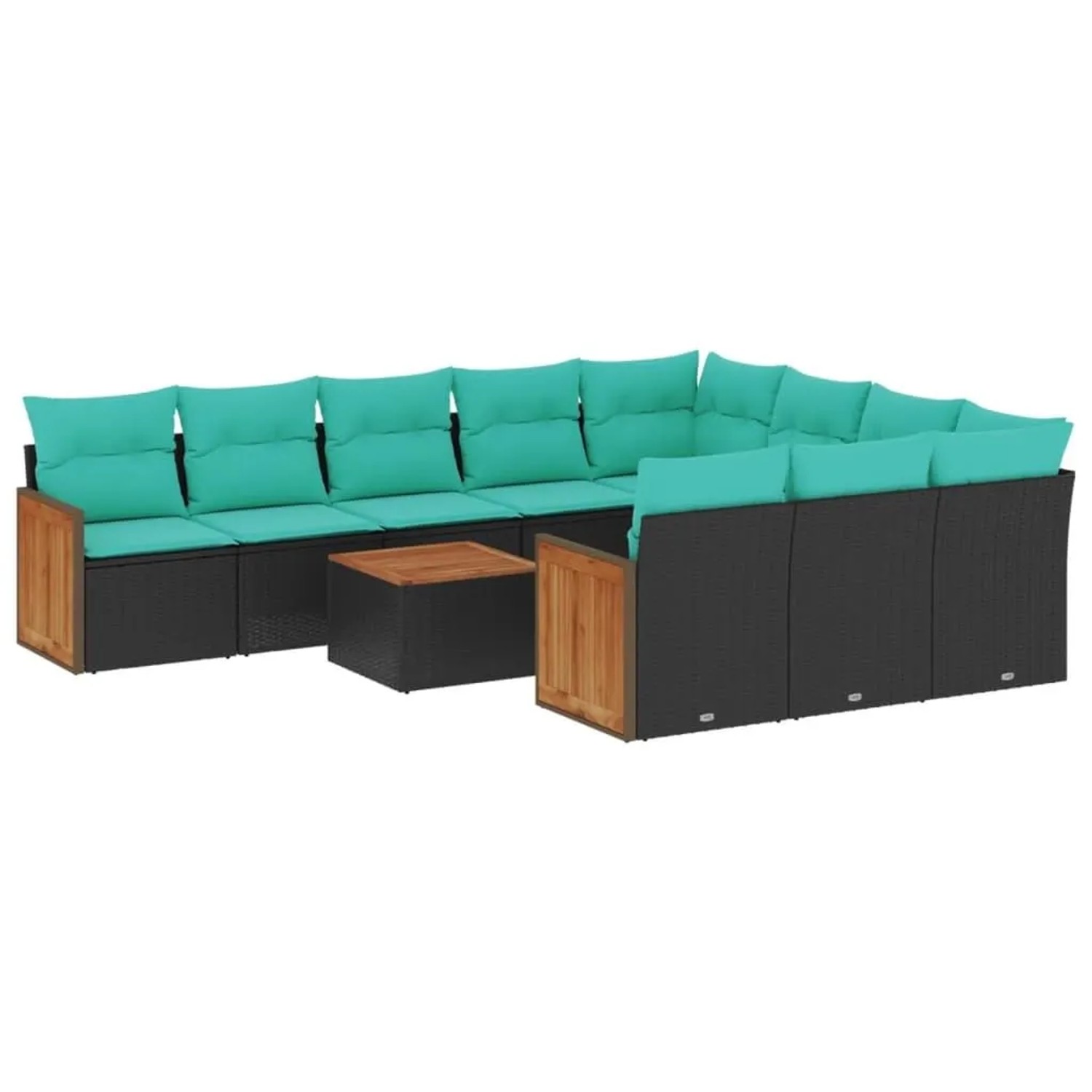 vidaXL 11-Tlg Gartensofa-Set mit Kissen Schwarz Polyrattan 3228024 günstig online kaufen