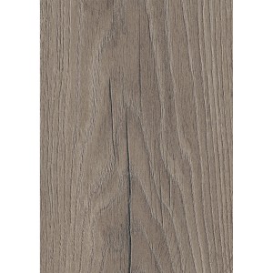 Musterstück: Krono Original Herringbone Laminat in Braungrau mit Holzstruktur.