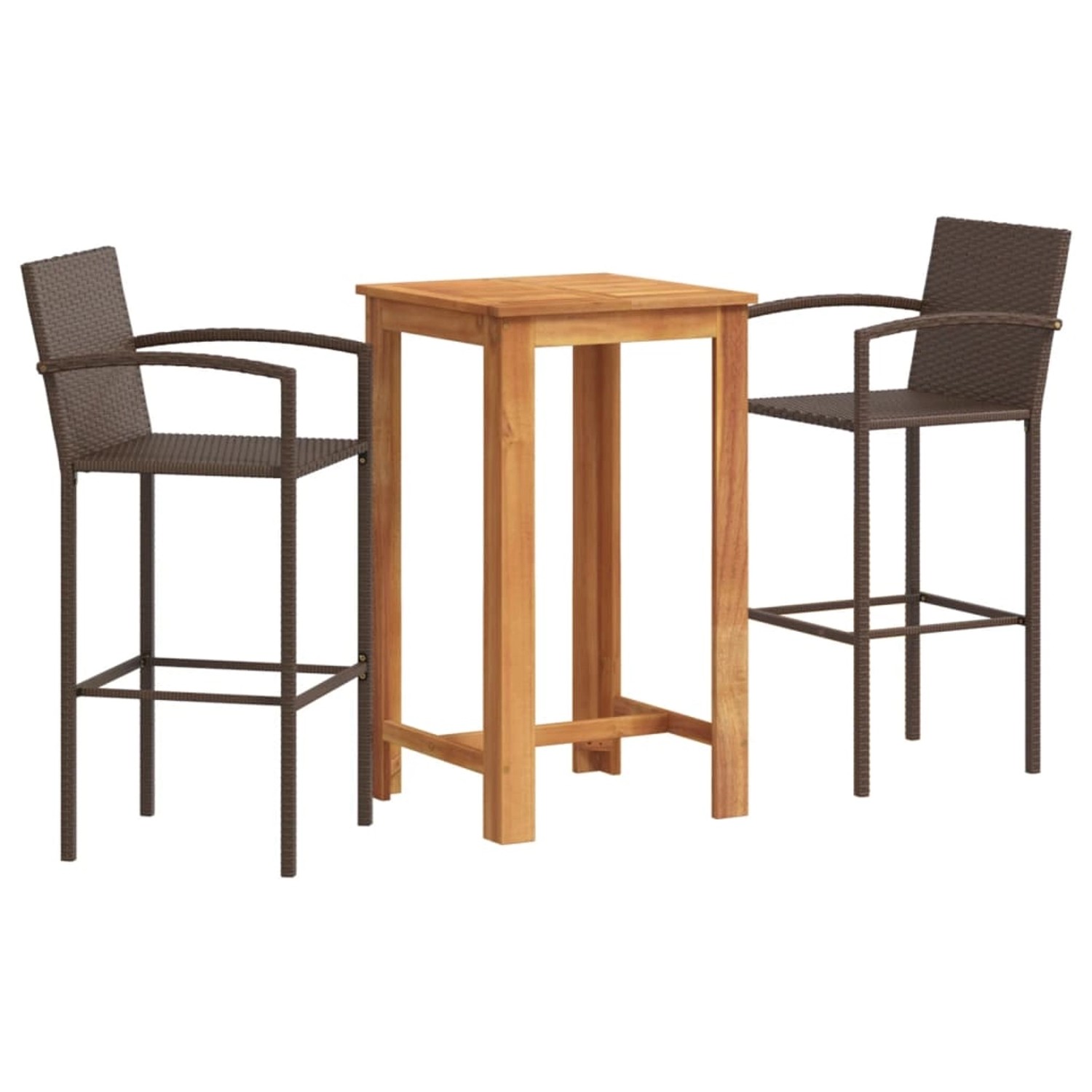 vidaXL 3-Tlg Gartenbar-Set Braun Massivholz Akazie und Poly Rattan 3295272