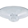Detailaufnahme eines transparenten Saugnapfs für Herdabdeckplatten.