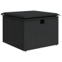 Schwarzer vidaXL Gartenhocker mit Kissen, Teil der 9-tlg. Sofagarnitur aus Poly Rattan.